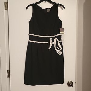 NWT TAYLOR Sleeveless Round Neck Black/Ivory Dress Size 4